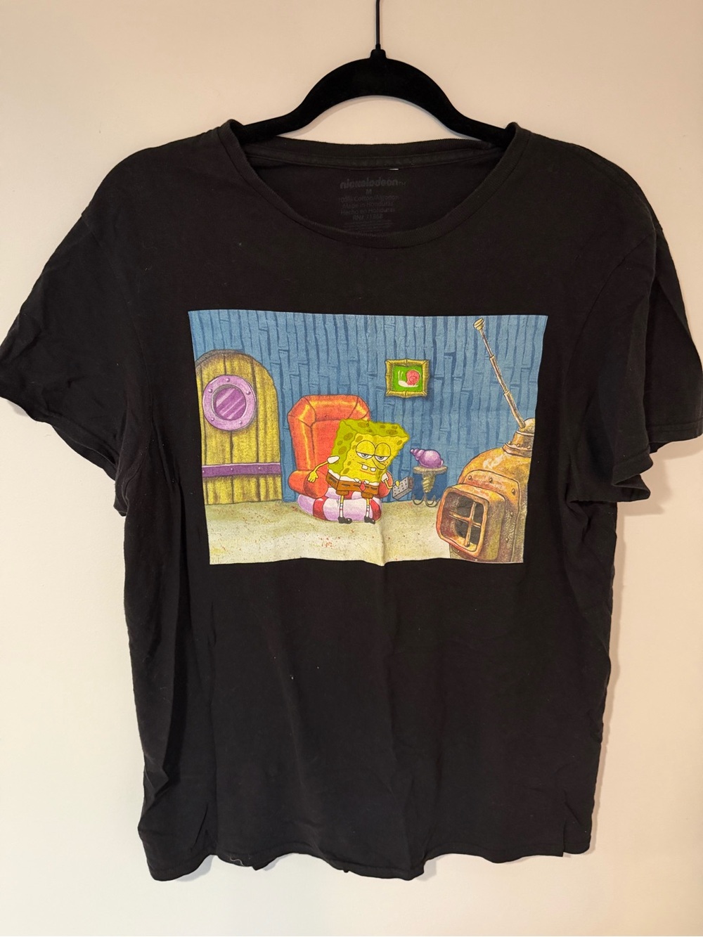 Nickelodeon Women’s Black SpongeBob Meme Graphic Tee Size Medium